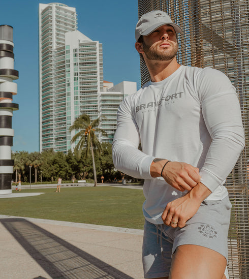 Suede Core Long Sleeve Crew - White